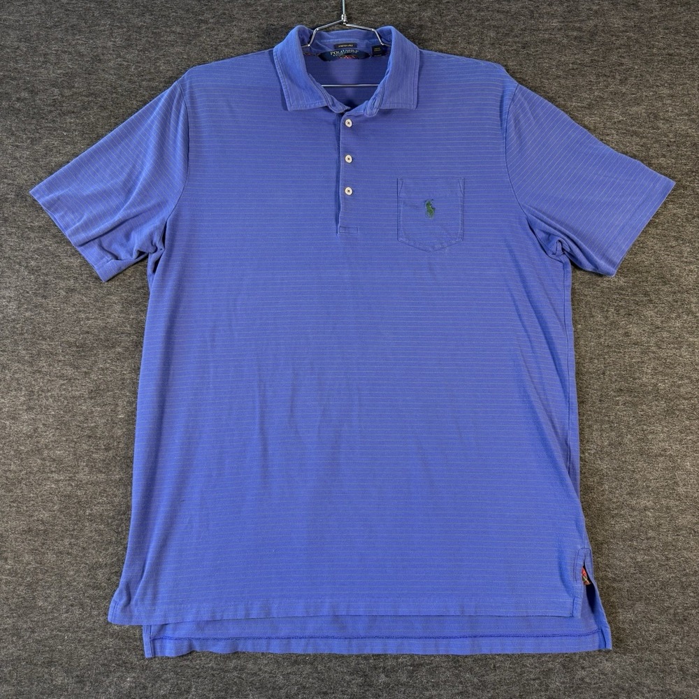Polo Golf Ralph Lauren Size Extra Large Performance Polo Shirt Blue Green Stripe